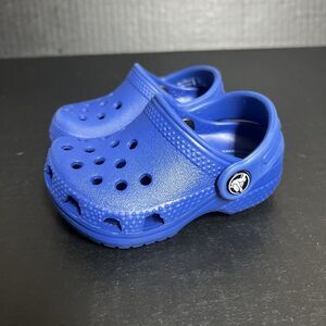 Crocs Classic Size 2 Baby Shoes Blue Slide Slip On Comfort Sandal